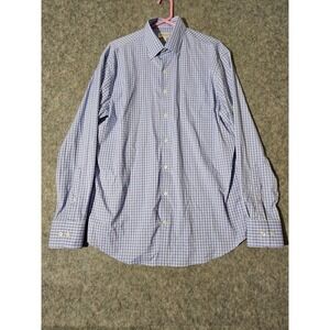 Peter Millar Summer Comfort Mens L Button Down Long Sleeve Blue Purple Gingham